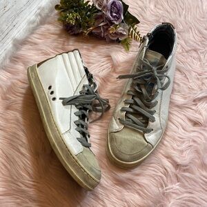 P448 Skate White Leather High Top Sneakers sz 38